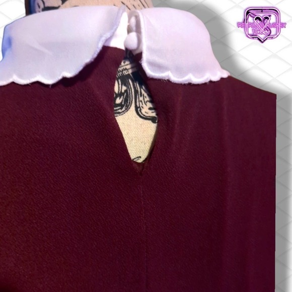 ELLE Wednesday Addams Collared Jersey Stretch Shift Dress - Picture 8 of 10